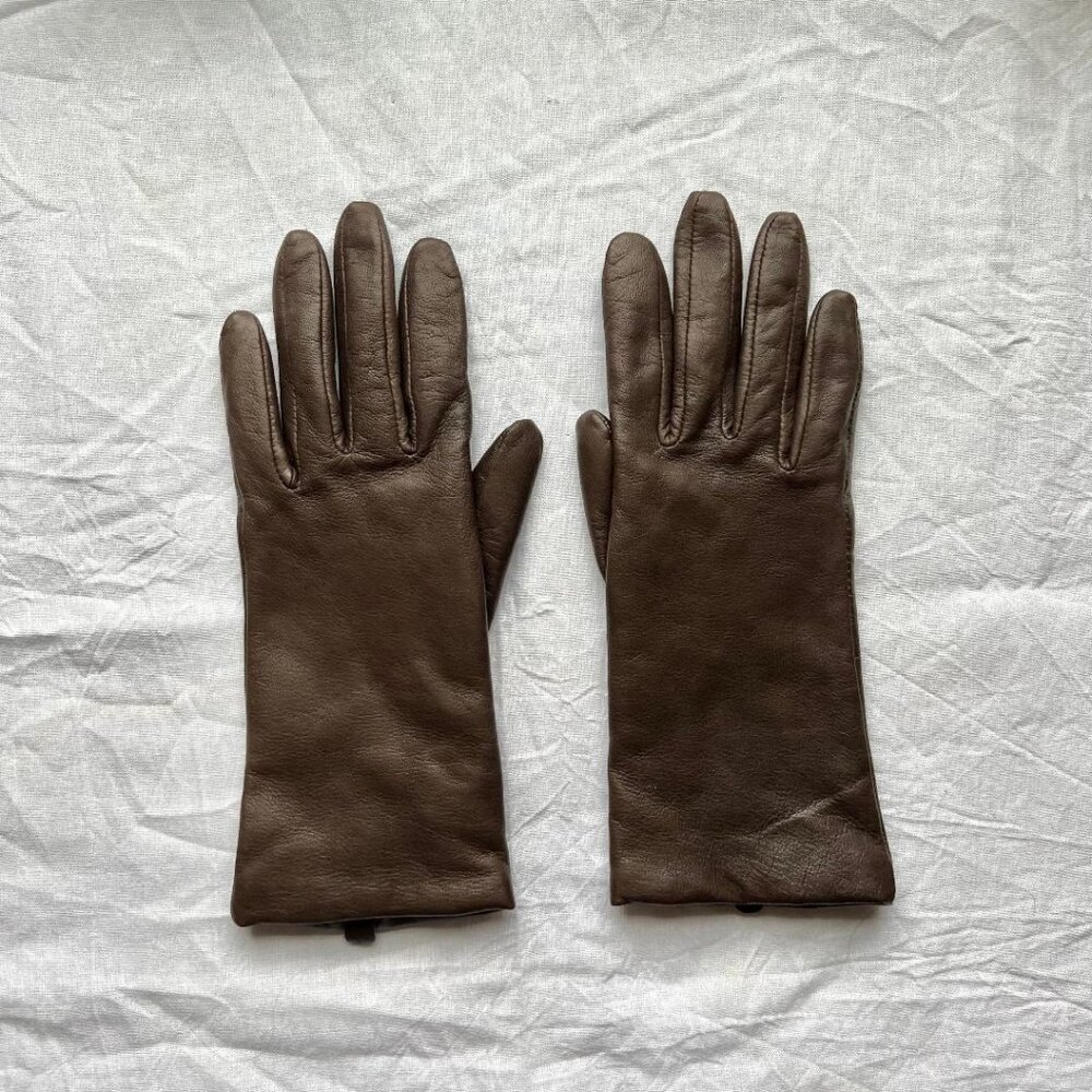 Brown genuine leather gloves. Size 7.5 (small)